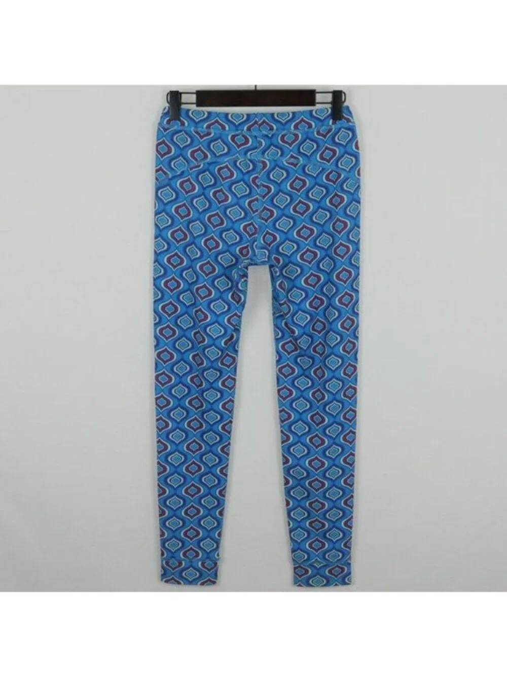 REI Kids Medium Blue & Red Patterned Pull On Light Weight Activewear Leggings